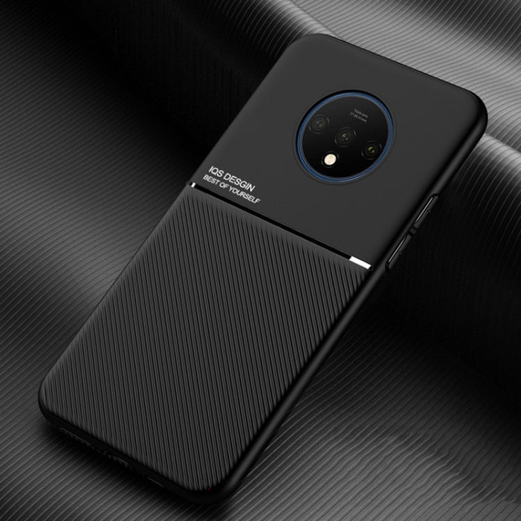 For OnePlus 7T Classic Tilt Strip Grain Magnetic Shockproof PC + TPU Case