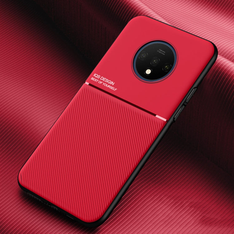For OnePlus 7T Classic Tilt Strip Grain Magnetic Shockproof PC + TPU Case