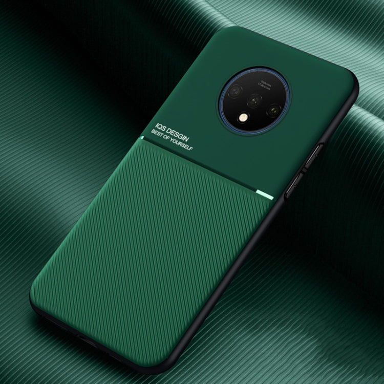 For OnePlus 7T Classic Tilt Strip Grain Magnetic Shockproof PC + TPU Case