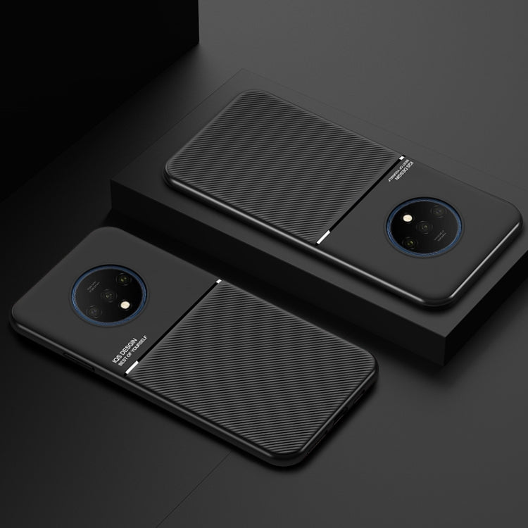 For OnePlus 7T Classic Tilt Strip Grain Magnetic Shockproof PC + TPU Case