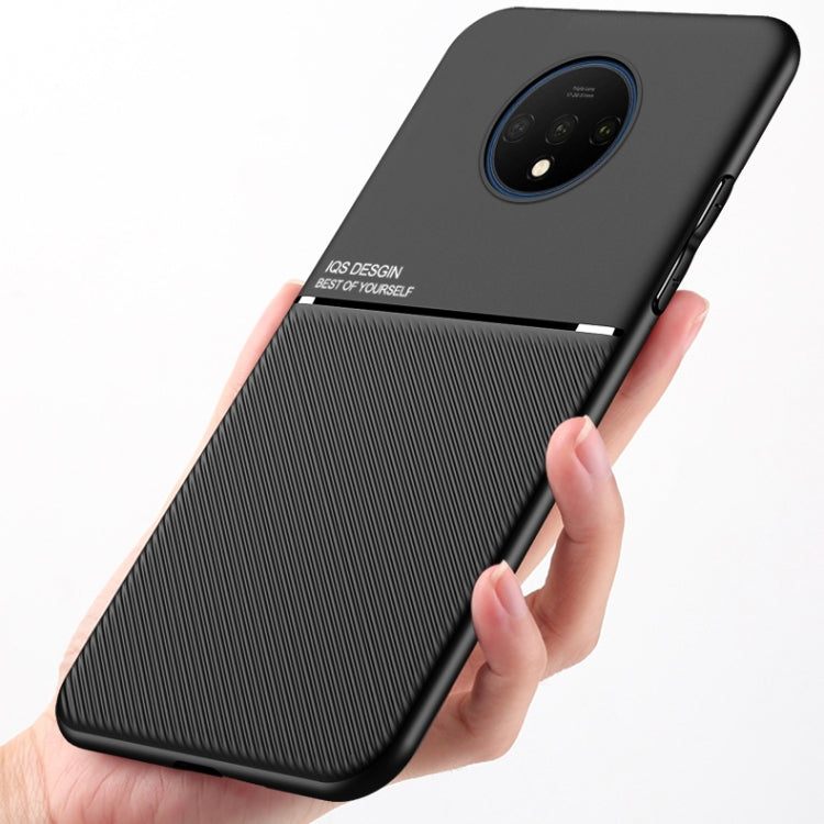 For OnePlus 7T Pro Classic Tilt Strip Grain Magnetic Shockproof PC + TPU Case