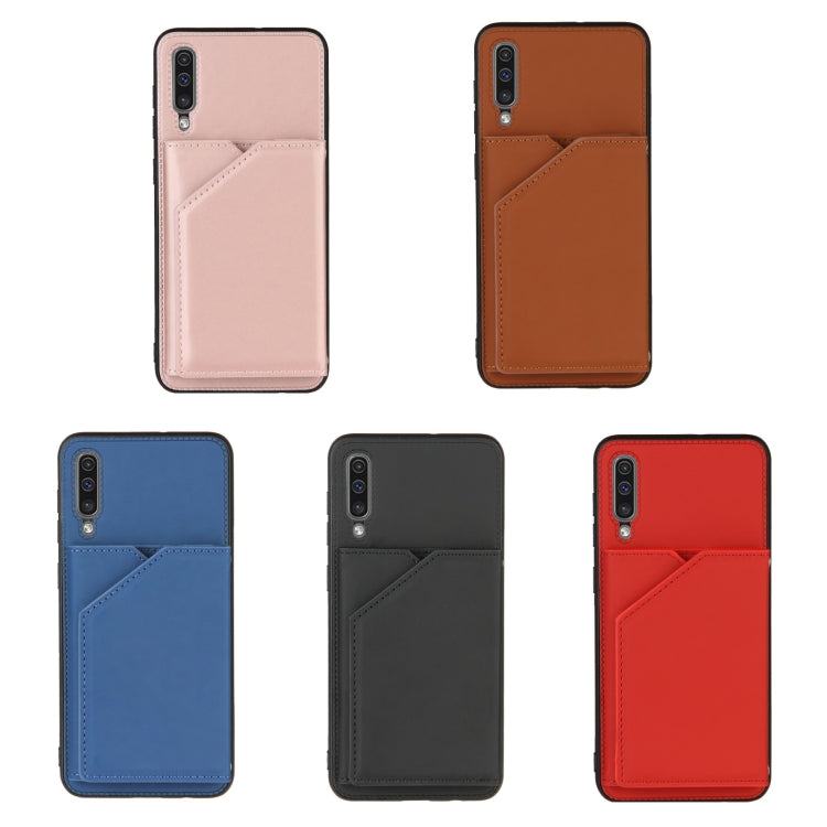 For Samsung Galaxy A50 & A30s & A50s Skin Feel PU + TPU + PC Back Cover Shockproof Case with Card Slots & Holder & Photo Frame