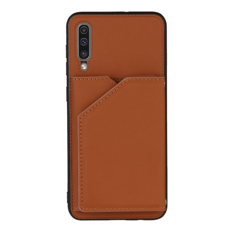 For Samsung Galaxy A50 & A30s & A50s Skin Feel PU + TPU + PC Back Cover Shockproof Case with Card Slots & Holder & Photo Frame