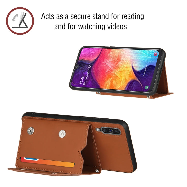 For Samsung Galaxy A50 & A30s & A50s Skin Feel PU + TPU + PC Back Cover Shockproof Case with Card Slots & Holder & Photo Frame