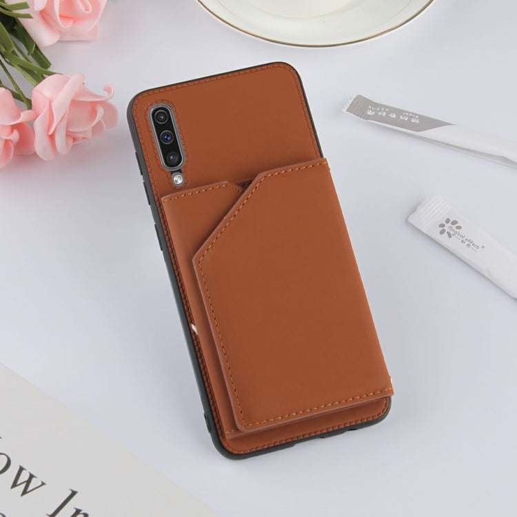 For Samsung Galaxy A50 & A30s & A50s Skin Feel PU + TPU + PC Back Cover Shockproof Case with Card Slots & Holder & Photo Frame