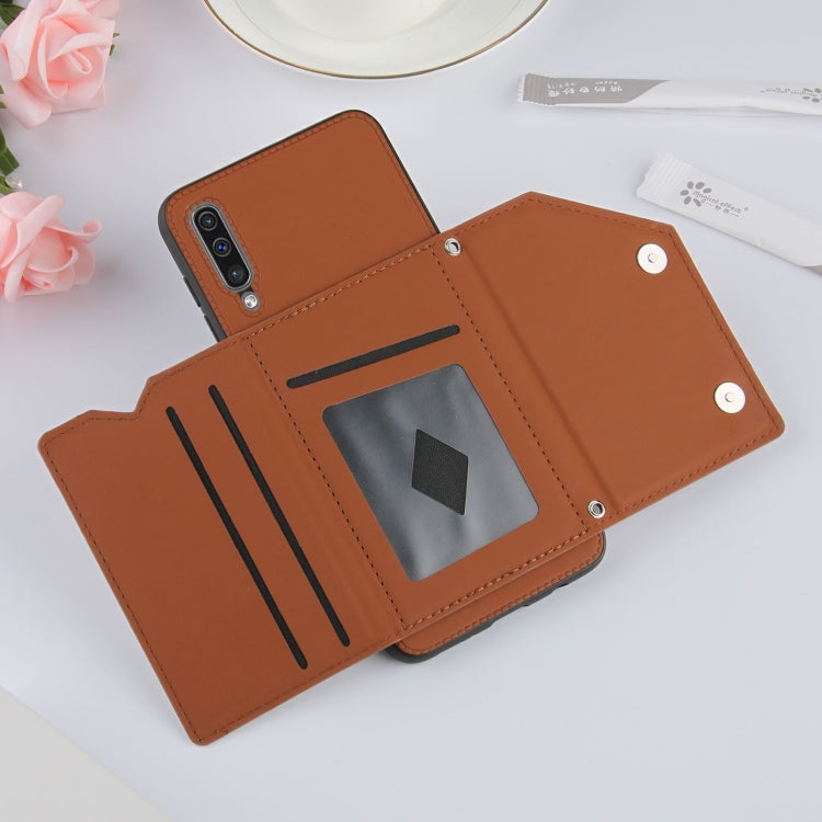 For Samsung Galaxy A50 & A30s & A50s Skin Feel PU + TPU + PC Back Cover Shockproof Case with Card Slots & Holder & Photo Frame