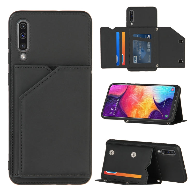 For Samsung Galaxy A50 & A30s & A50s Skin Feel PU + TPU + PC Back Cover Shockproof Case with Card Slots & Holder & Photo Frame