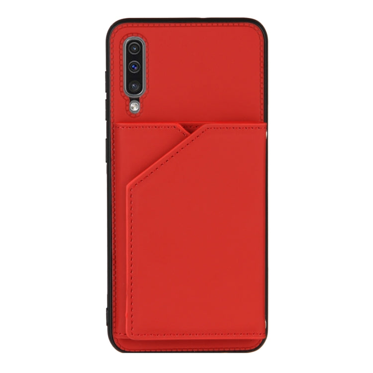 For Samsung Galaxy A50 & A30s & A50s Skin Feel PU + TPU + PC Back Cover Shockproof Case with Card Slots & Holder & Photo Frame