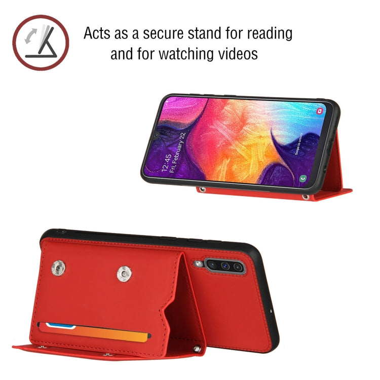 For Samsung Galaxy A50 & A30s & A50s Skin Feel PU + TPU + PC Back Cover Shockproof Case with Card Slots & Holder & Photo Frame