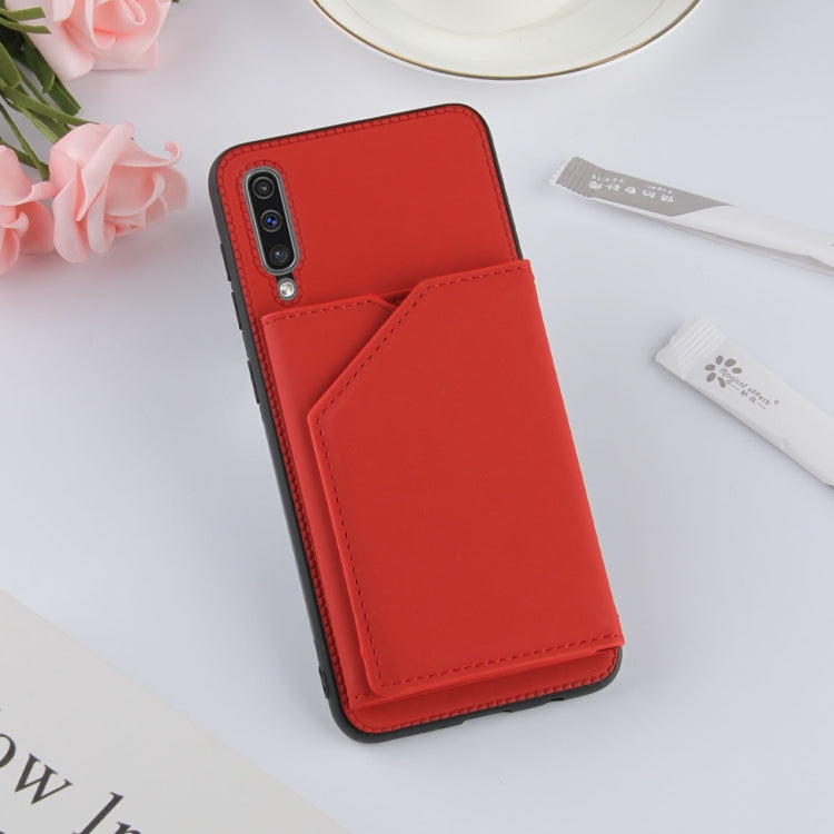 For Samsung Galaxy A50 & A30s & A50s Skin Feel PU + TPU + PC Back Cover Shockproof Case with Card Slots & Holder & Photo Frame