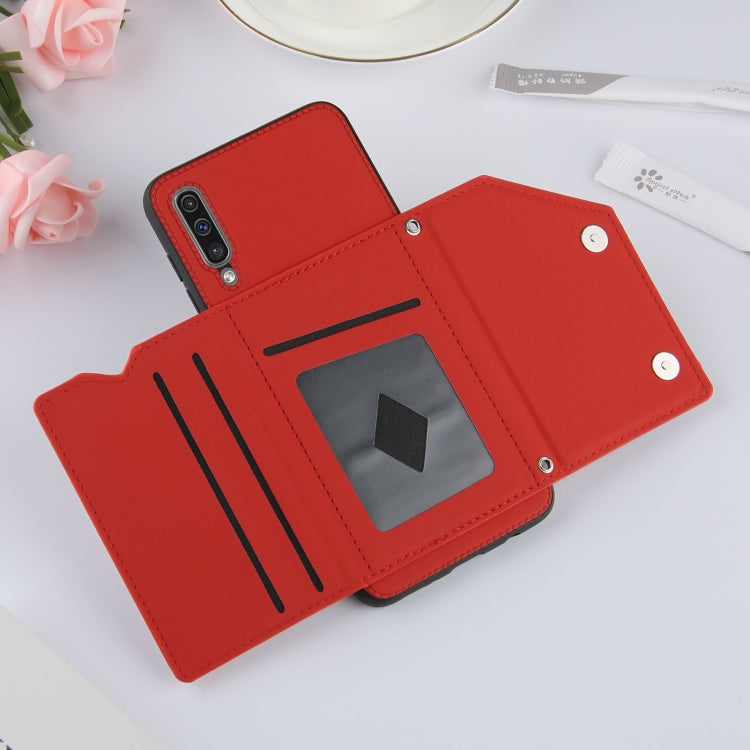 For Samsung Galaxy A50 & A30s & A50s Skin Feel PU + TPU + PC Back Cover Shockproof Case with Card Slots & Holder & Photo Frame