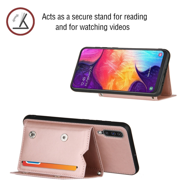 For Samsung Galaxy A50 & A30s & A50s Skin Feel PU + TPU + PC Back Cover Shockproof Case with Card Slots & Holder & Photo Frame