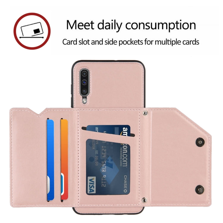 For Samsung Galaxy A50 & A30s & A50s Skin Feel PU + TPU + PC Back Cover Shockproof Case with Card Slots & Holder & Photo Frame