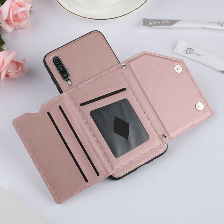 For Samsung Galaxy A50 & A30s & A50s Skin Feel PU + TPU + PC Back Cover Shockproof Case with Card Slots & Holder & Photo Frame