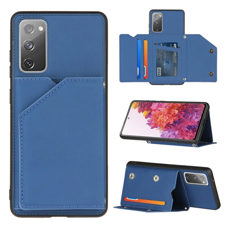 For Samsung Galaxy S20 FE Skin Feel PU + TPU + PC Back Cover Shockproof Case with Card Slots & Holder & Photo Frame