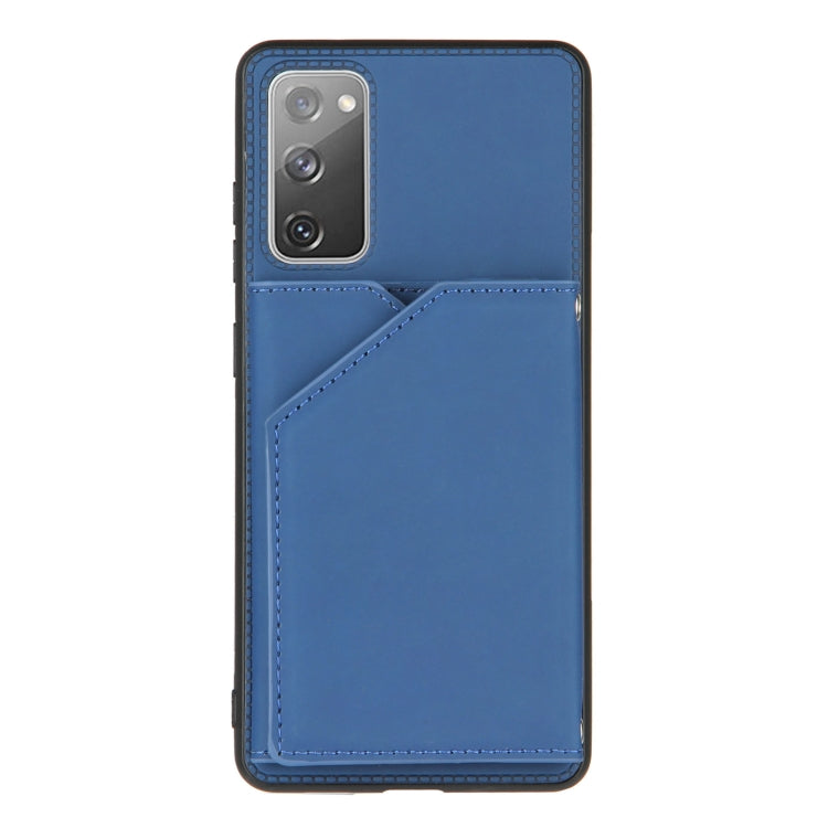 For Samsung Galaxy S20 FE Skin Feel PU + TPU + PC Back Cover Shockproof Case with Card Slots & Holder & Photo Frame