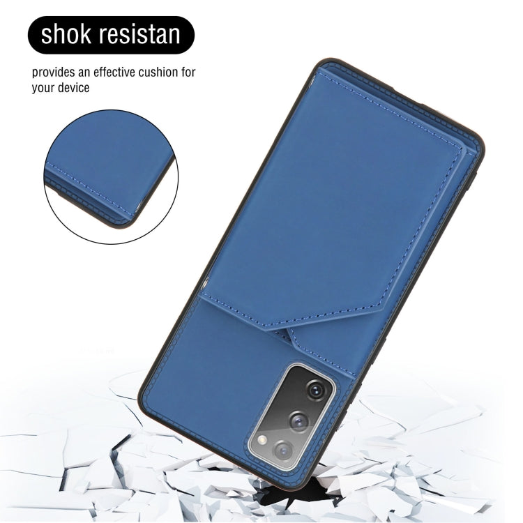 For Samsung Galaxy S20 FE Skin Feel PU + TPU + PC Back Cover Shockproof Case with Card Slots & Holder & Photo Frame