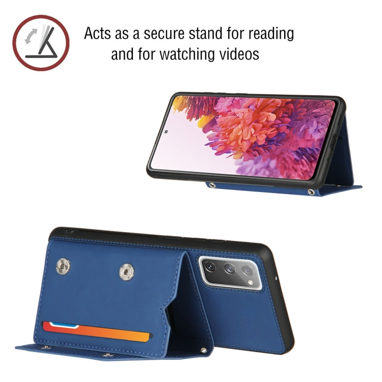 For Samsung Galaxy S20 FE Skin Feel PU + TPU + PC Back Cover Shockproof Case with Card Slots & Holder & Photo Frame