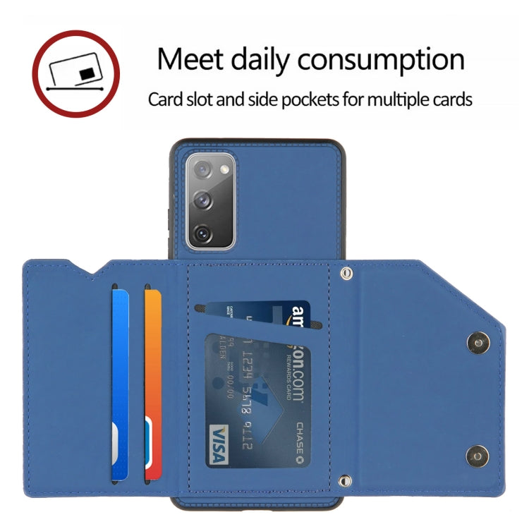 For Samsung Galaxy S20 FE Skin Feel PU + TPU + PC Back Cover Shockproof Case with Card Slots & Holder & Photo Frame