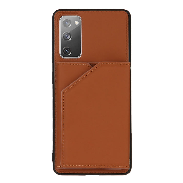 For Samsung Galaxy S20 FE Skin Feel PU + TPU + PC Back Cover Shockproof Case with Card Slots & Holder & Photo Frame