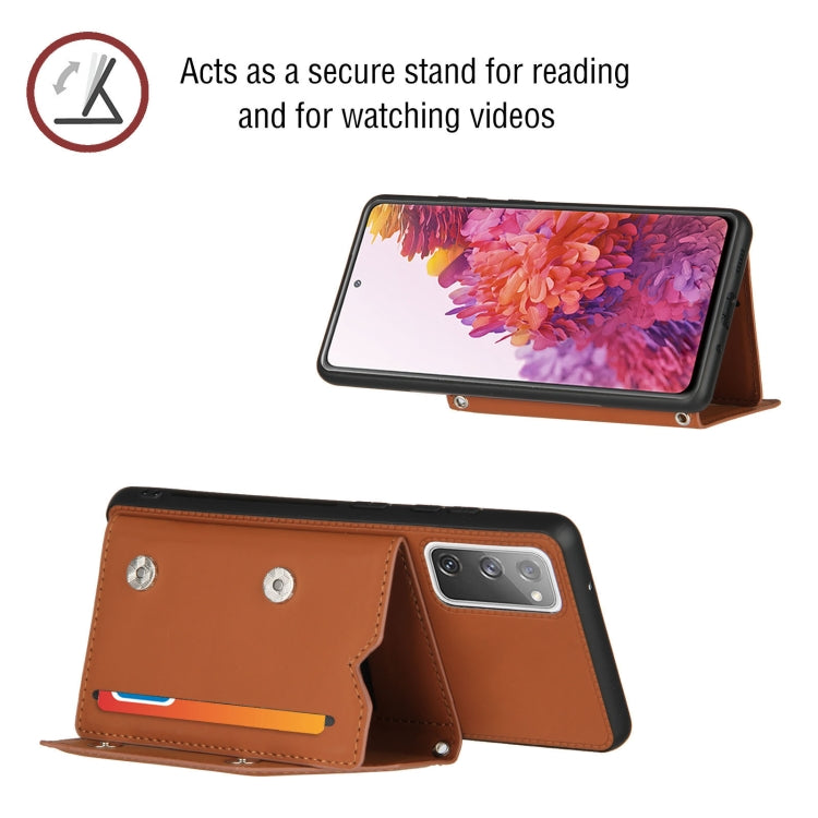 For Samsung Galaxy S20 FE Skin Feel PU + TPU + PC Back Cover Shockproof Case with Card Slots & Holder & Photo Frame