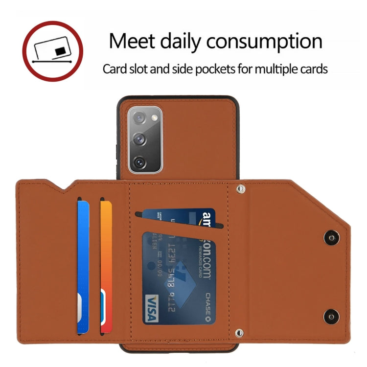 For Samsung Galaxy S20 FE Skin Feel PU + TPU + PC Back Cover Shockproof Case with Card Slots & Holder & Photo Frame