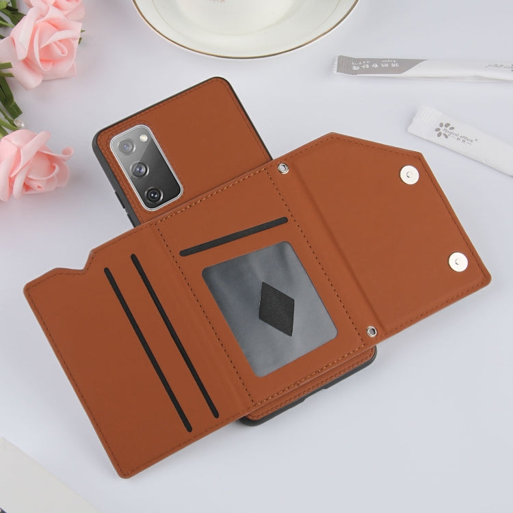 For Samsung Galaxy S20 FE Skin Feel PU + TPU + PC Back Cover Shockproof Case with Card Slots & Holder & Photo Frame