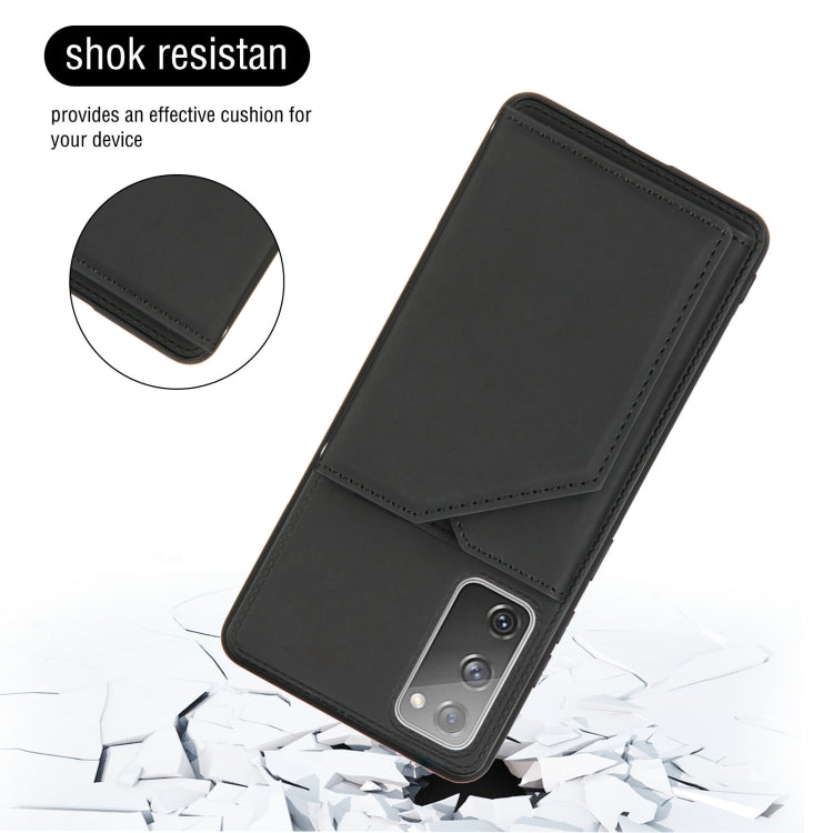 For Samsung Galaxy S20 FE Skin Feel PU + TPU + PC Back Cover Shockproof Case with Card Slots & Holder & Photo Frame