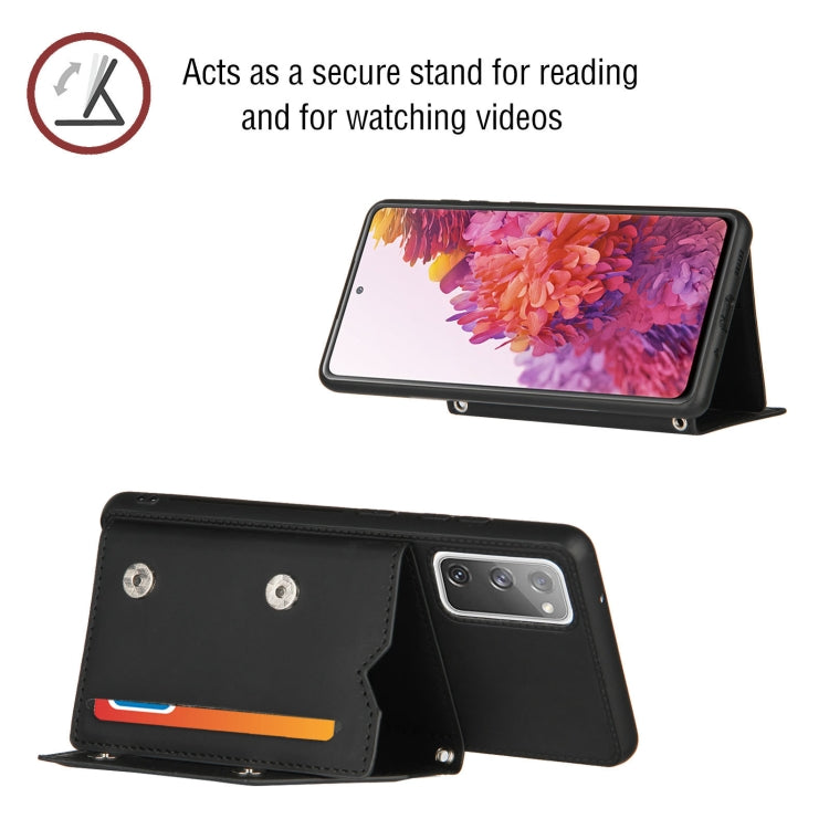 For Samsung Galaxy S20 FE Skin Feel PU + TPU + PC Back Cover Shockproof Case with Card Slots & Holder & Photo Frame