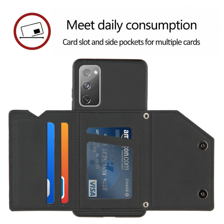 For Samsung Galaxy S20 FE Skin Feel PU + TPU + PC Back Cover Shockproof Case with Card Slots & Holder & Photo Frame