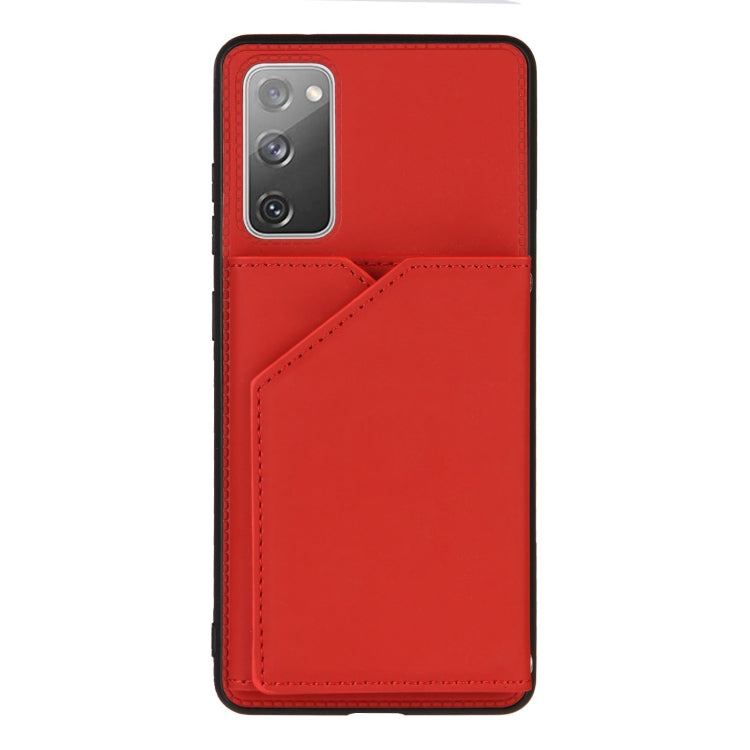 For Samsung Galaxy S20 FE Skin Feel PU + TPU + PC Back Cover Shockproof Case with Card Slots & Holder & Photo Frame