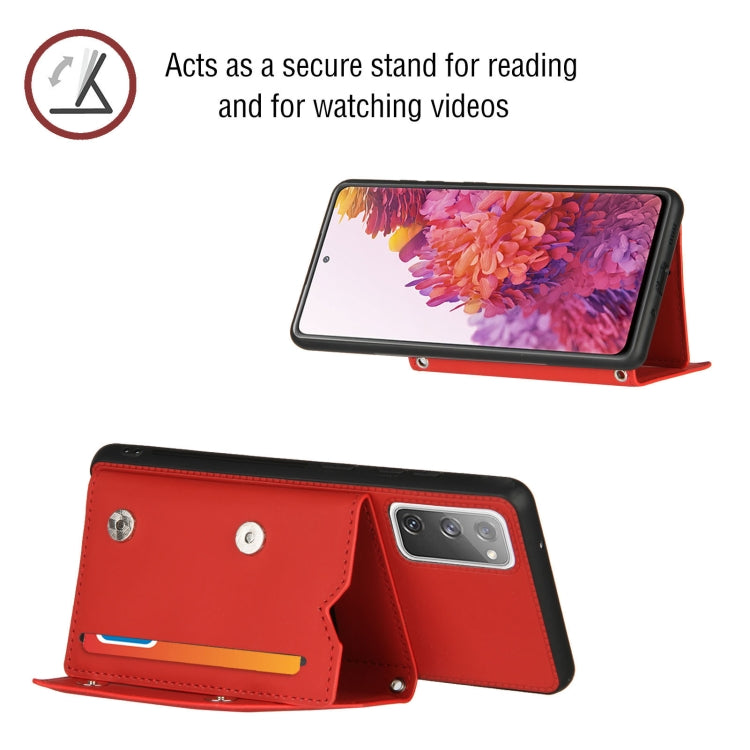 For Samsung Galaxy S20 FE Skin Feel PU + TPU + PC Back Cover Shockproof Case with Card Slots & Holder & Photo Frame