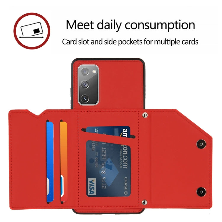 For Samsung Galaxy S20 FE Skin Feel PU + TPU + PC Back Cover Shockproof Case with Card Slots & Holder & Photo Frame
