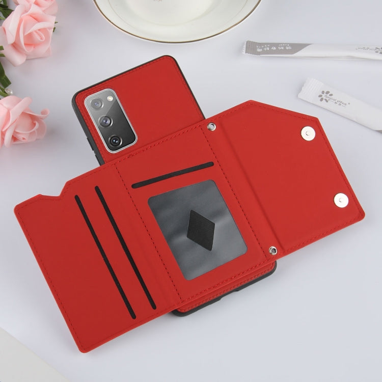 For Samsung Galaxy S20 FE Skin Feel PU + TPU + PC Back Cover Shockproof Case with Card Slots & Holder & Photo Frame