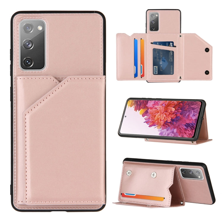 For Samsung Galaxy S20 FE Skin Feel PU + TPU + PC Back Cover Shockproof Case with Card Slots & Holder & Photo Frame