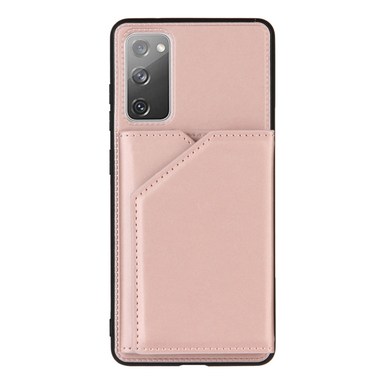 For Samsung Galaxy S20 FE Skin Feel PU + TPU + PC Back Cover Shockproof Case with Card Slots & Holder & Photo Frame