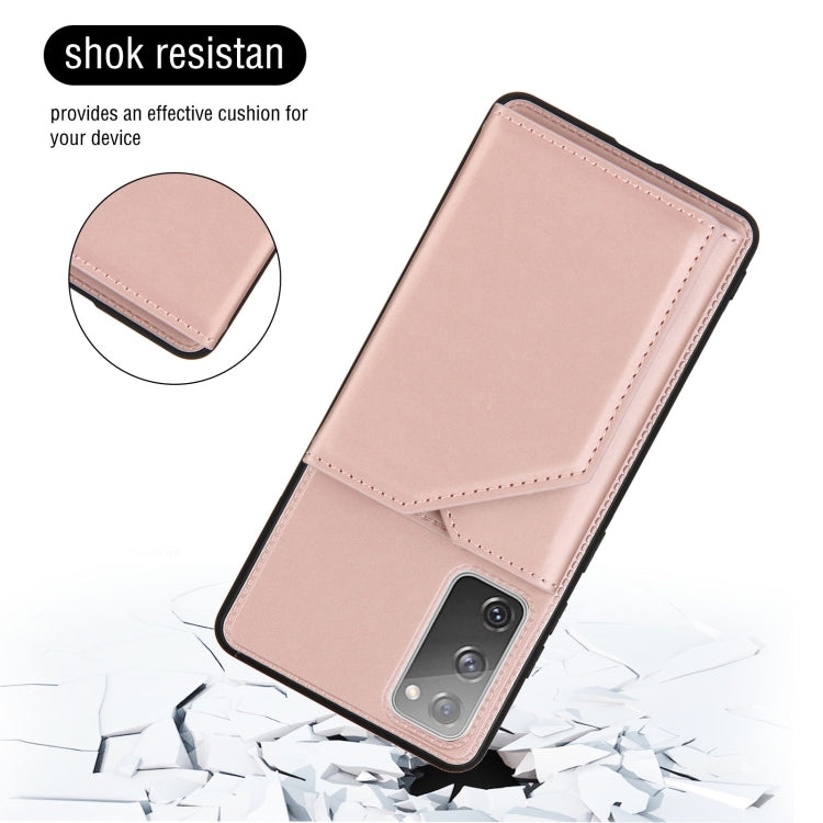 For Samsung Galaxy S20 FE Skin Feel PU + TPU + PC Back Cover Shockproof Case with Card Slots & Holder & Photo Frame