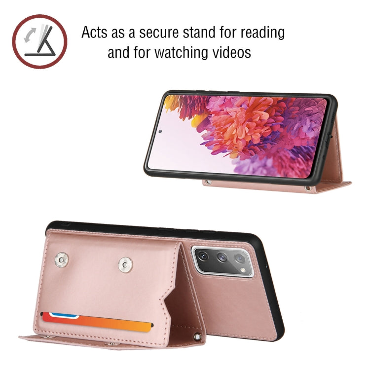 For Samsung Galaxy S20 FE Skin Feel PU + TPU + PC Back Cover Shockproof Case with Card Slots & Holder & Photo Frame