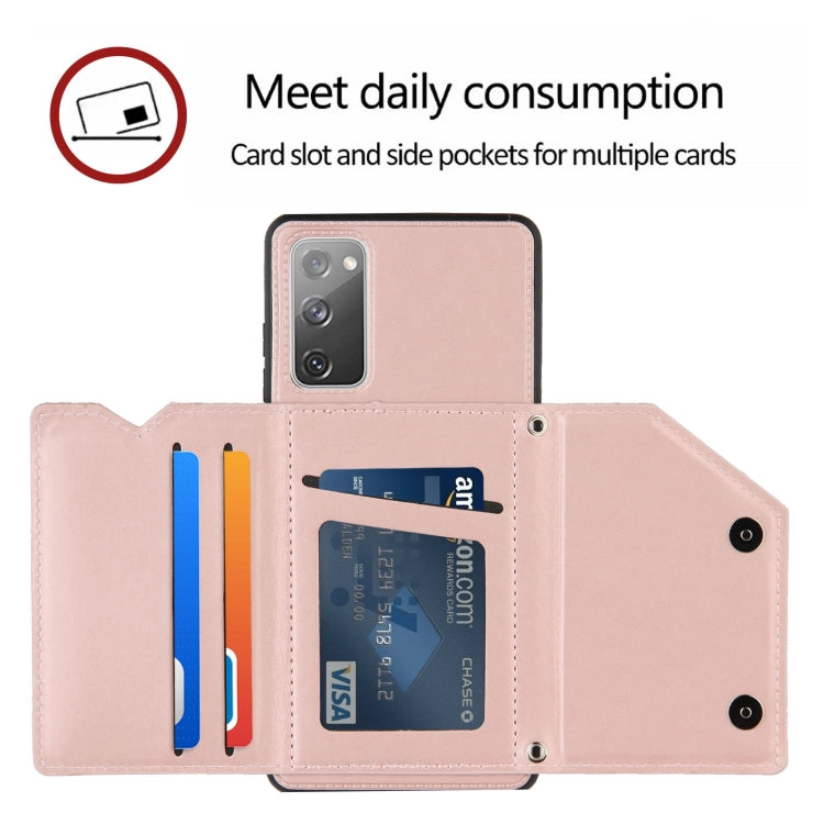 For Samsung Galaxy S20 FE Skin Feel PU + TPU + PC Back Cover Shockproof Case with Card Slots & Holder & Photo Frame