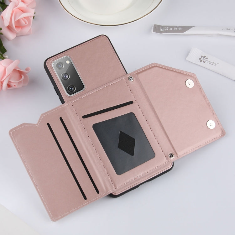 For Samsung Galaxy S20 FE Skin Feel PU + TPU + PC Back Cover Shockproof Case with Card Slots & Holder & Photo Frame
