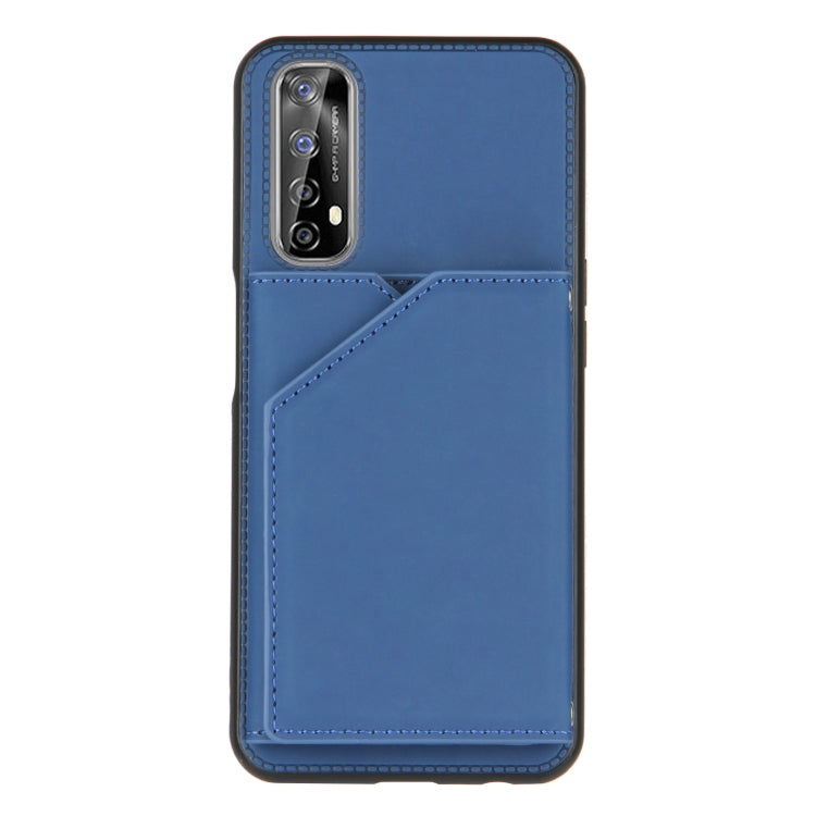 For OPPO Realme 7 Skin Feel PU + TPU + PC Back Cover Shockproof Case with Card Slots & Holder & Photo Frame