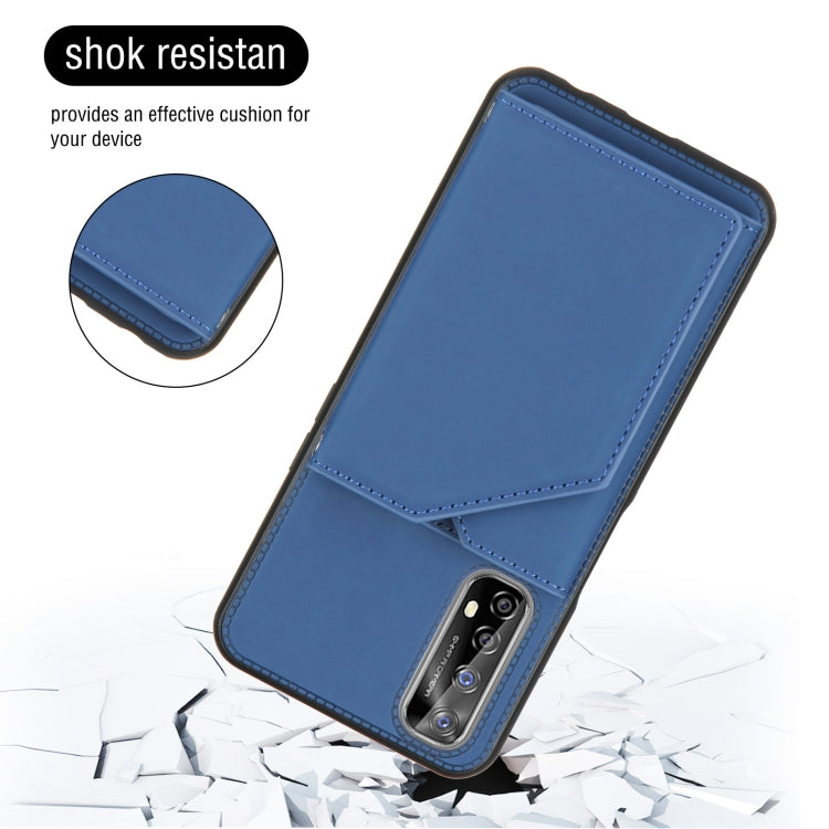 For OPPO Realme 7 Skin Feel PU + TPU + PC Back Cover Shockproof Case with Card Slots & Holder & Photo Frame