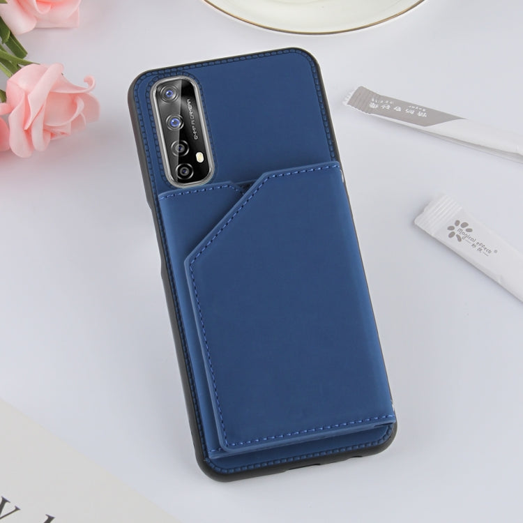 For OPPO Realme 7 Skin Feel PU + TPU + PC Back Cover Shockproof Case with Card Slots & Holder & Photo Frame