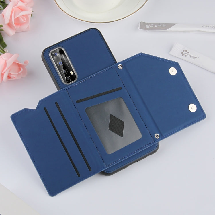 For OPPO Realme 7 Skin Feel PU + TPU + PC Back Cover Shockproof Case with Card Slots & Holder & Photo Frame