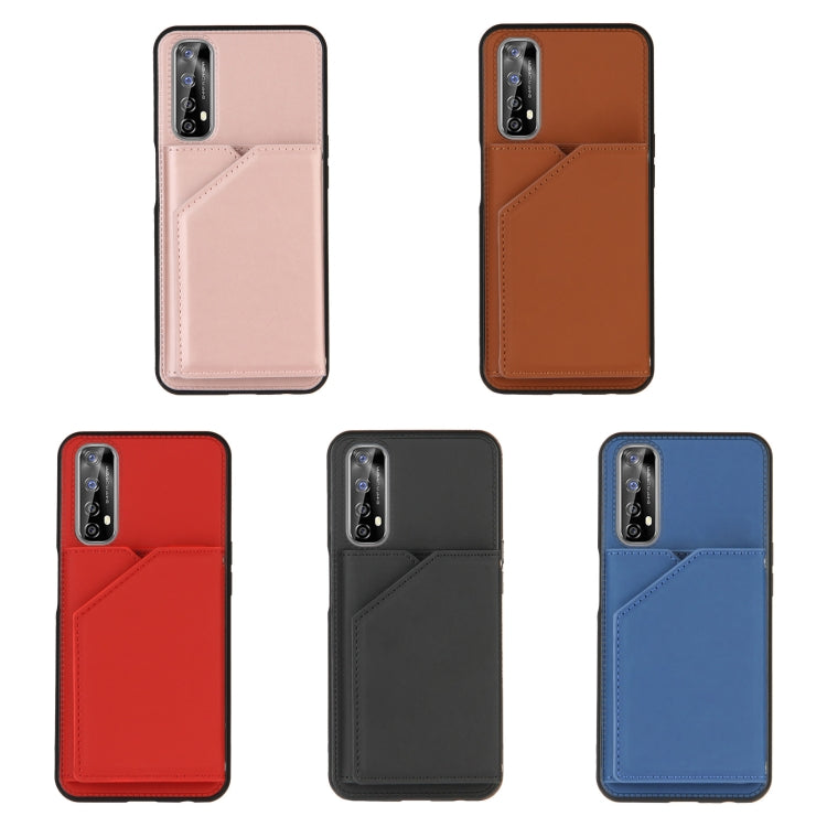 For OPPO Realme 7 Skin Feel PU + TPU + PC Back Cover Shockproof Case with Card Slots & Holder & Photo Frame