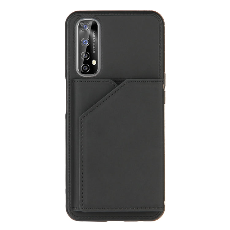 For OPPO Realme 7 Skin Feel PU + TPU + PC Back Cover Shockproof Case with Card Slots & Holder & Photo Frame