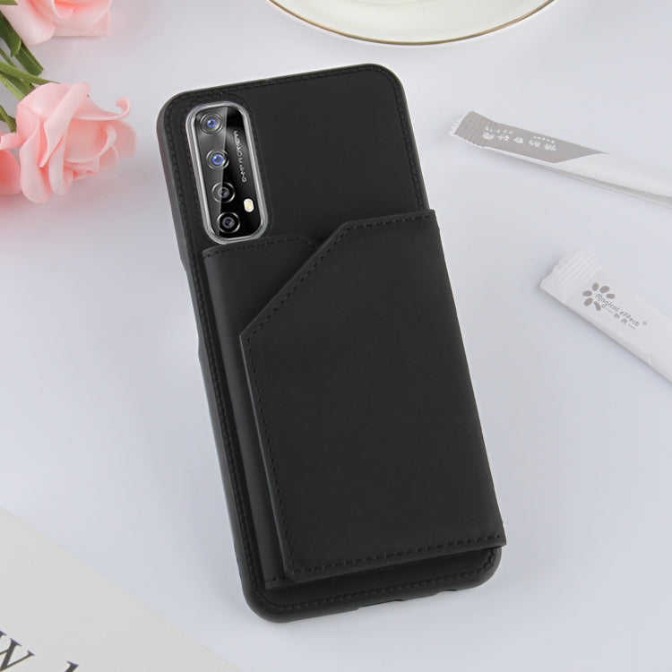For OPPO Realme 7 Skin Feel PU + TPU + PC Back Cover Shockproof Case with Card Slots & Holder & Photo Frame