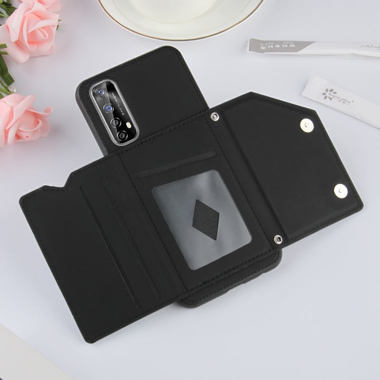 For OPPO Realme 7 Skin Feel PU + TPU + PC Back Cover Shockproof Case with Card Slots & Holder & Photo Frame