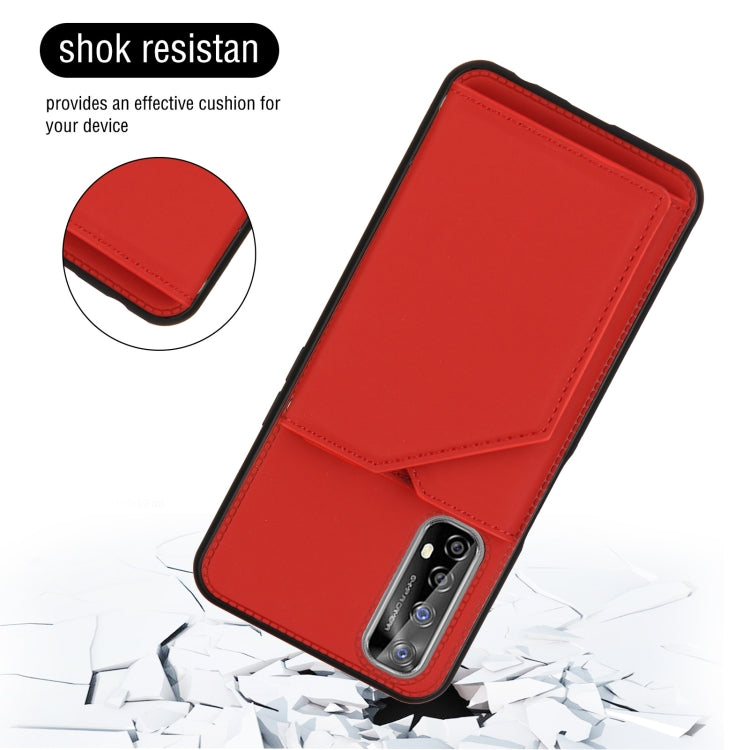For OPPO Realme 7 Skin Feel PU + TPU + PC Back Cover Shockproof Case with Card Slots & Holder & Photo Frame