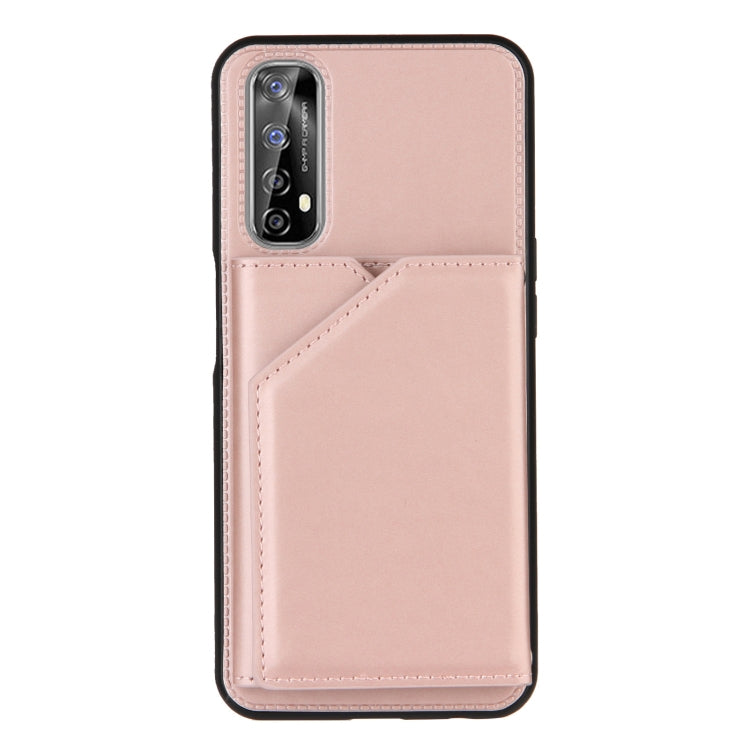 For OPPO Realme 7 Skin Feel PU + TPU + PC Back Cover Shockproof Case with Card Slots & Holder & Photo Frame
